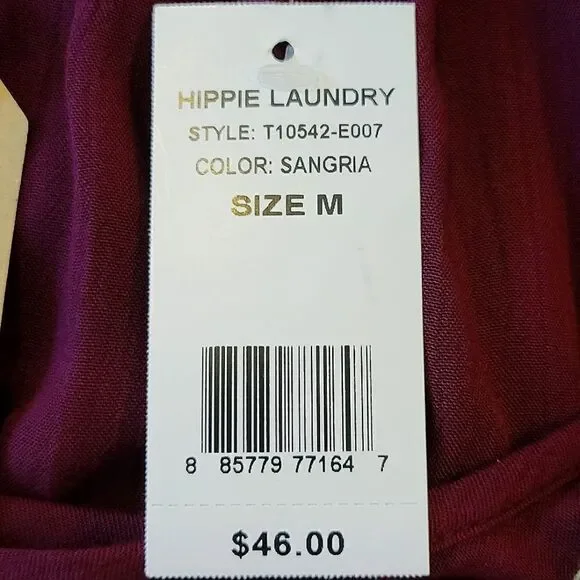 Hippie Laundry Maroon Embroidered Split Neck Ballon Sleeve Pheasant Blouse M - Picture 9 of 12